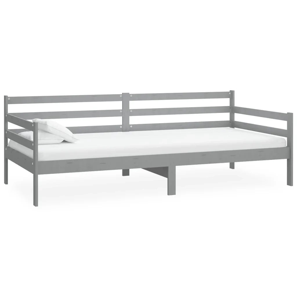 Divano Letto con Materasso 90x200 cm Grigio in Legno di Pino 3083586