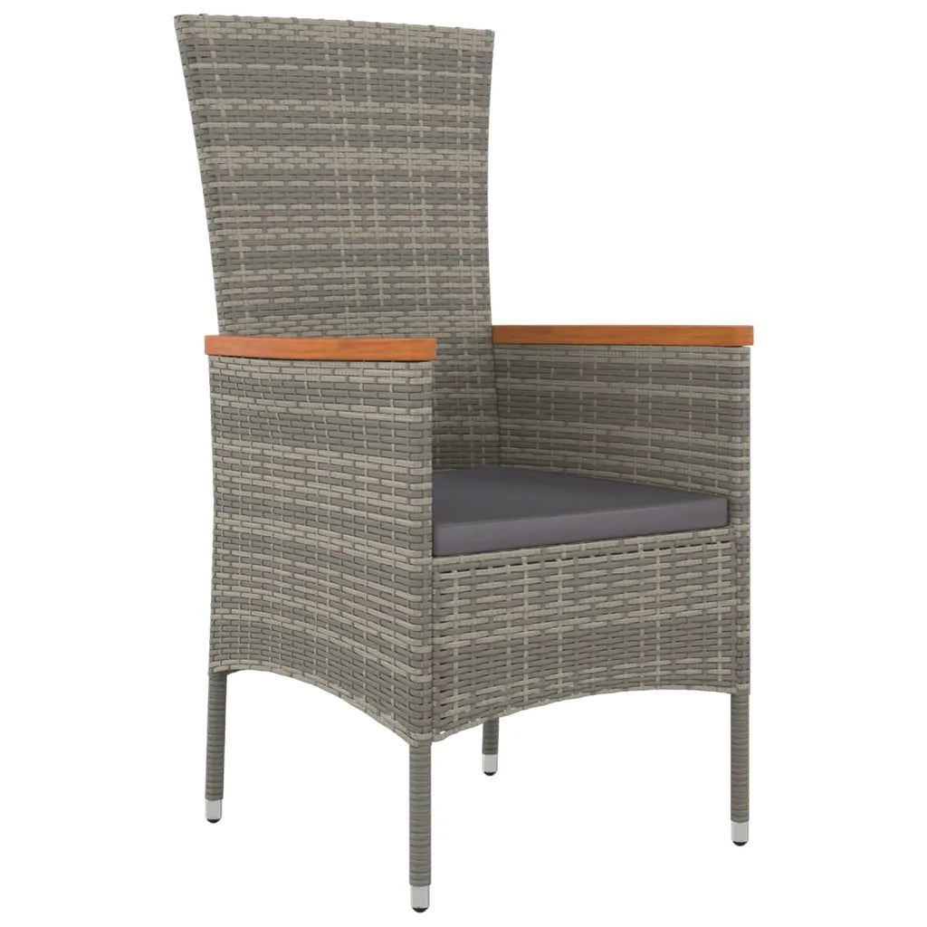 Set da Pranzo da Giardino 9 pz con Cuscini in Polyrattan Grigio 3157545