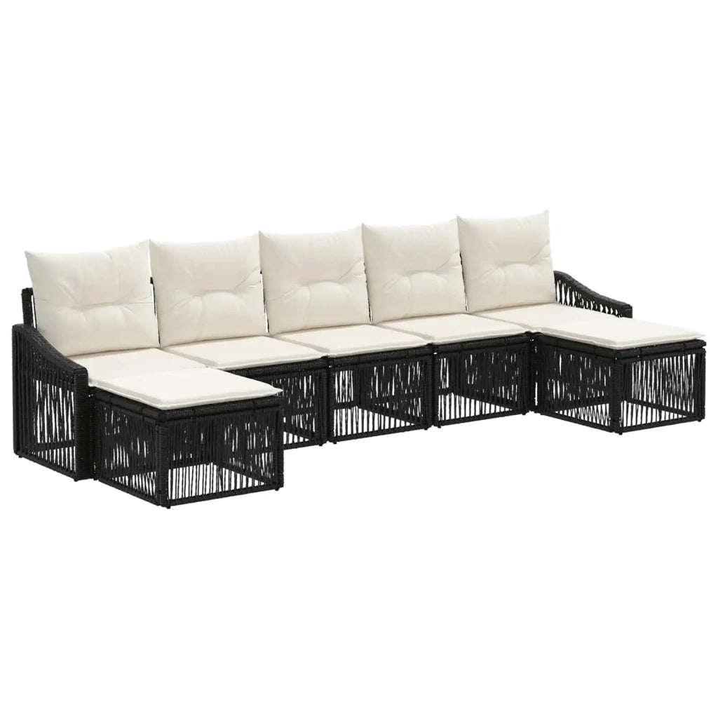 Set Divano da Giardino 7 pz Nero polyrattan 3436090