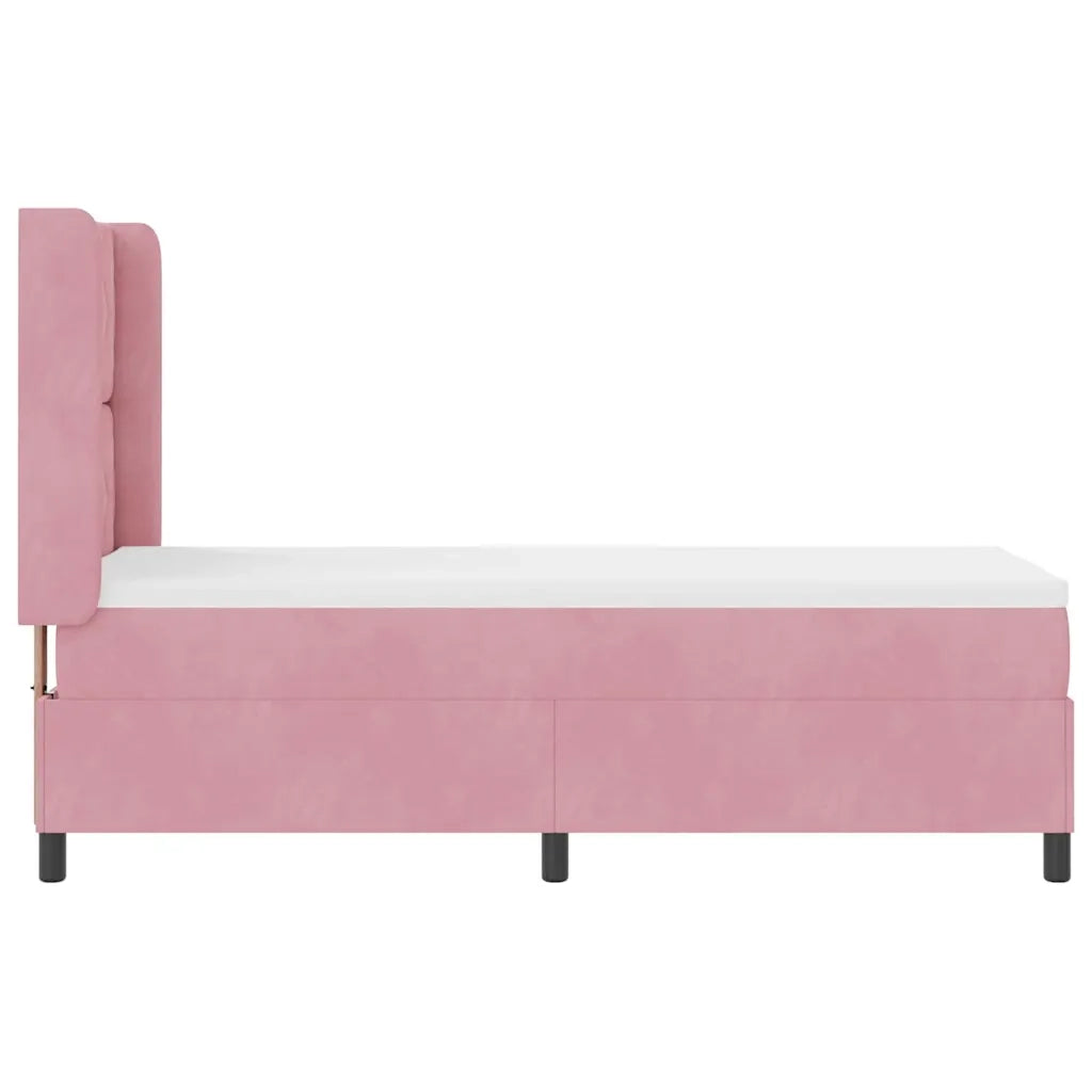 Letto a molle con materasso Rosa 80 x 200 cm Velluto