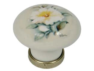 POMOLI TONDI IN PORCELLANA MOD.P04.01 AVORIO DECORO GIGLIO- - ø mm.31x26h. - 5 pezzi METALSTYLE