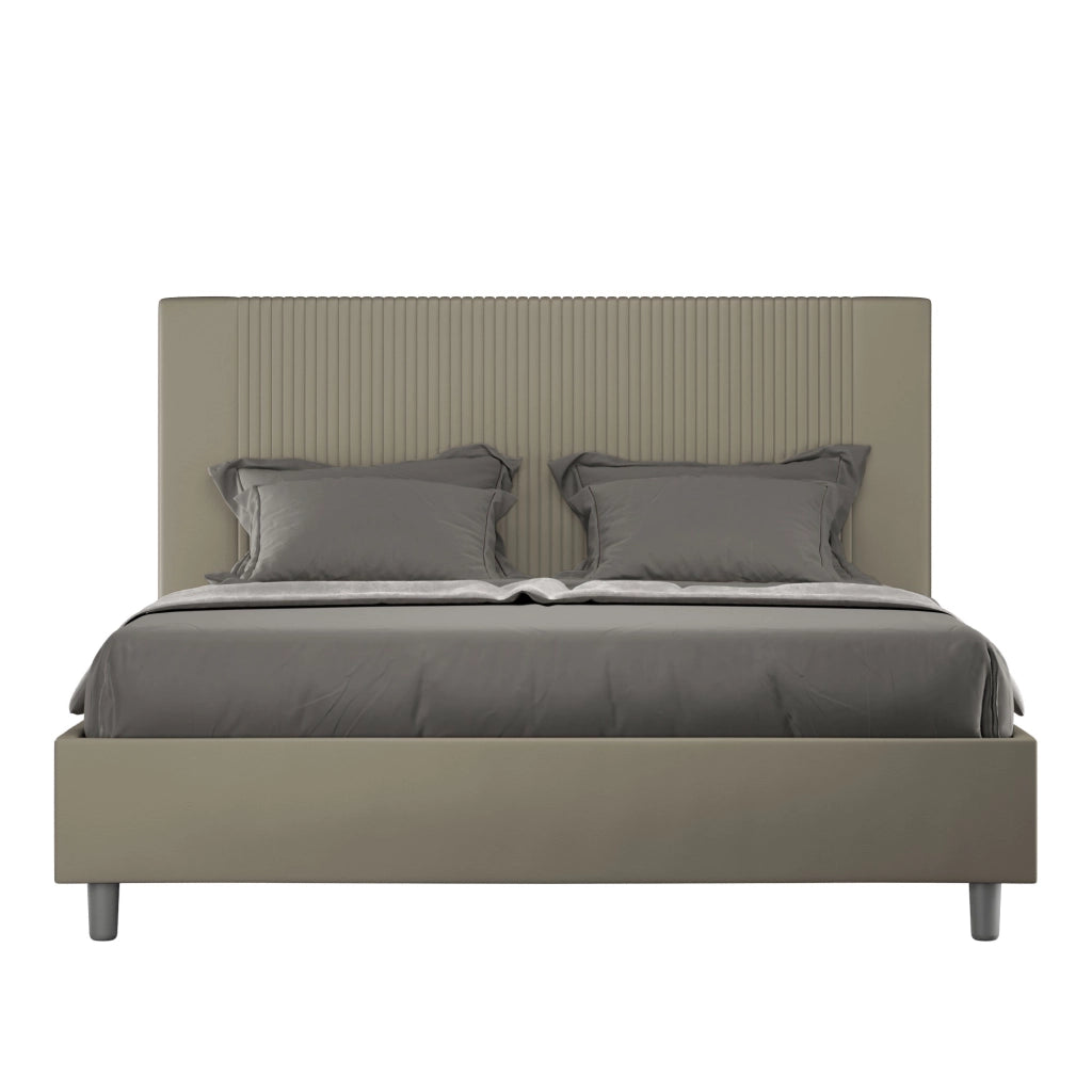 BS COM Letto matrimoniale con rete imbottito 160x190 similpelle cappuccino