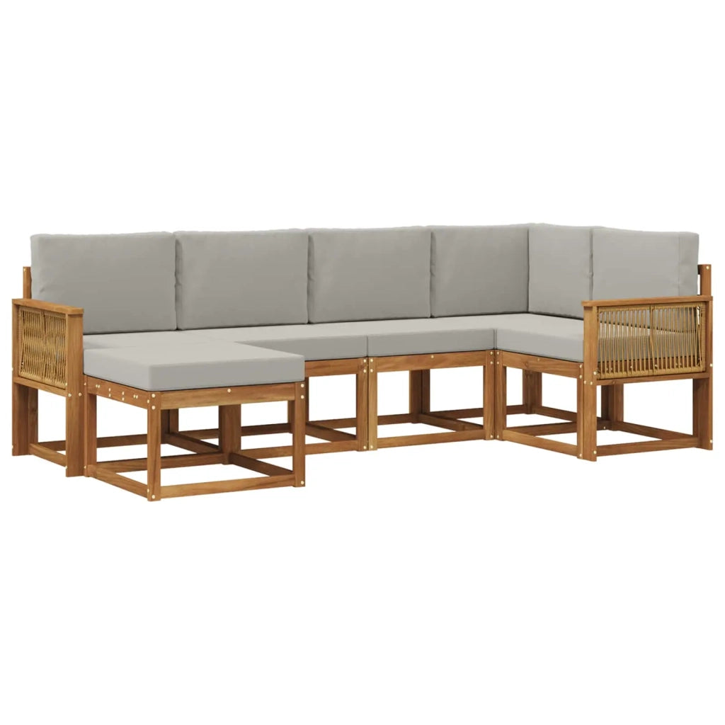 Set di divani da esterno 6 pz Naturale e Grigio Chiaro 3385357