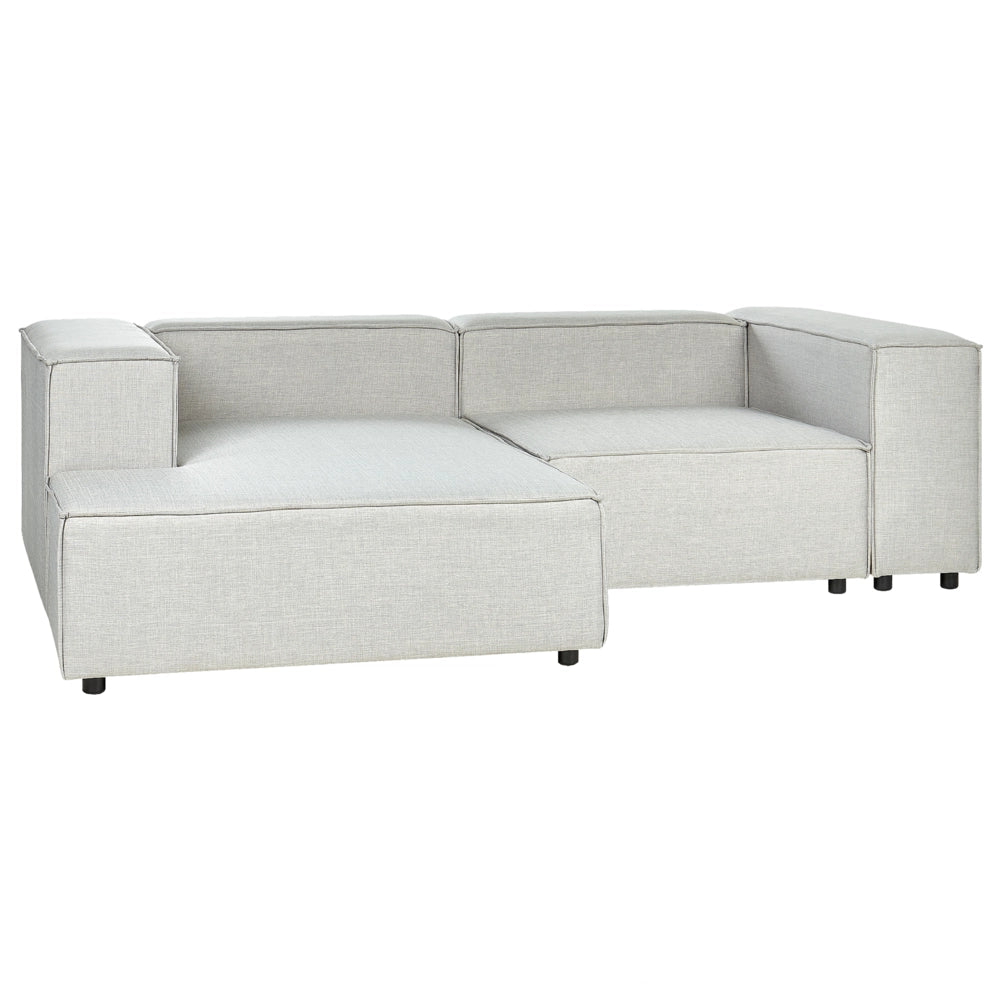 Divano modulare a destra Divano angolare componibile a 2 posti in lino grigio con gambe nere Soggiorno moderno