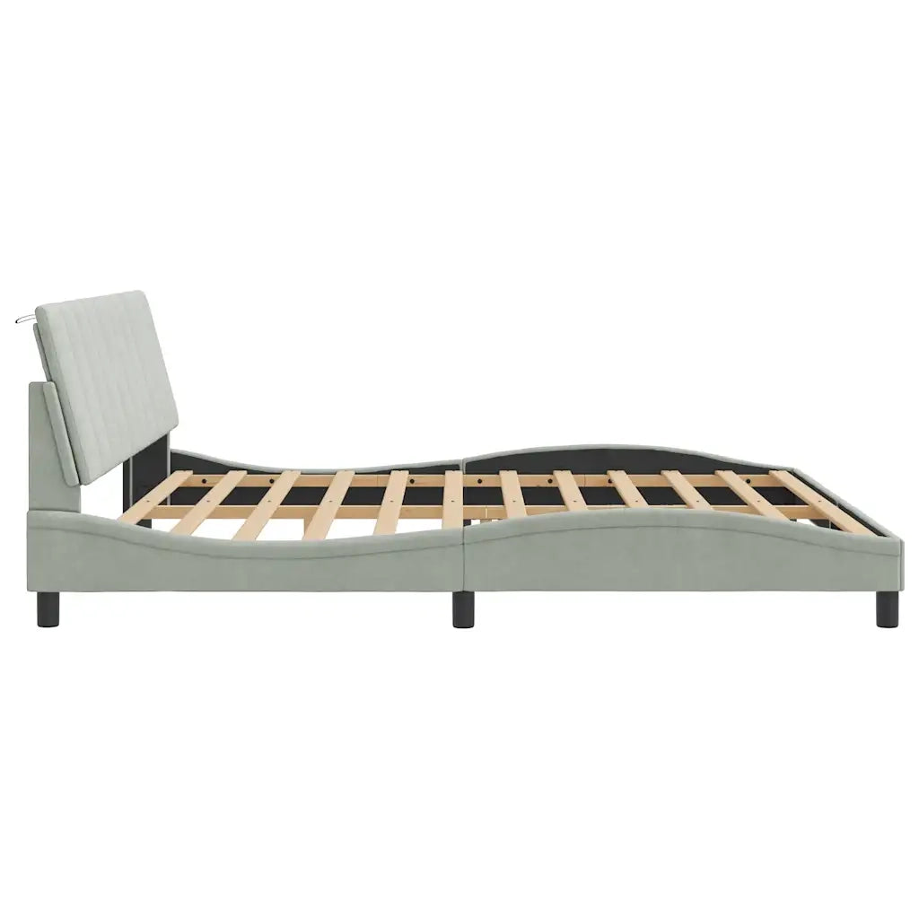 Letto matrimoniale | Letto per adulti | Giroletto senza Materasso Hanko Grigio Chiaro 200x200 cm Velluto