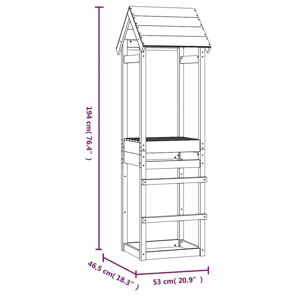Torre da Gioco 53x46,5x194 cm in Legno Massello di Pino CFW5262625