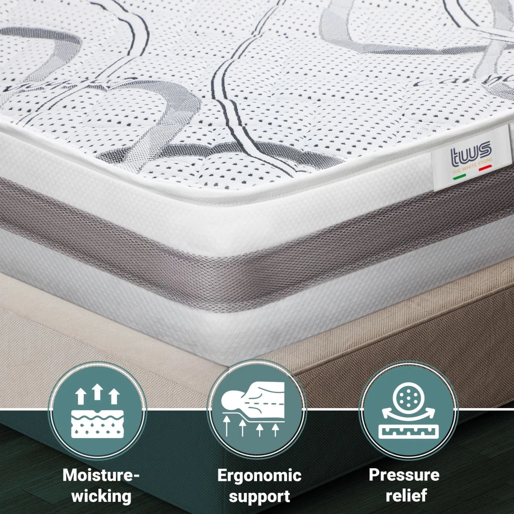 Materasso a Una Piazza e Mezza 125x210 cm a Media Rigidita' | Altezza 16 cm | Tessuto Anallergico e Traspirante | Proprieta' Ortopediche e Automodellanti | Prodotto in Italia