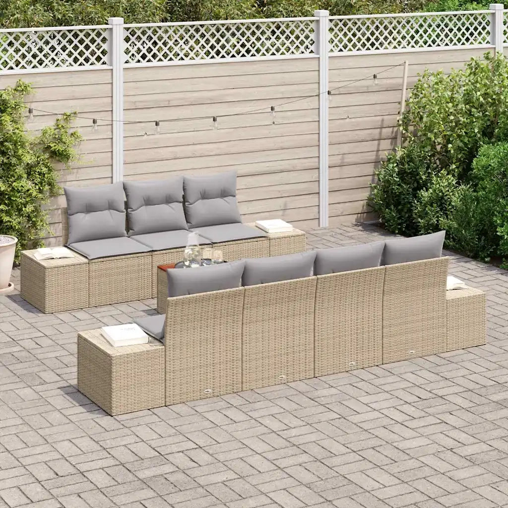 Set Divano da Giardino 8 pcs Beige e Grigio Chiaro polyrattan 3356586