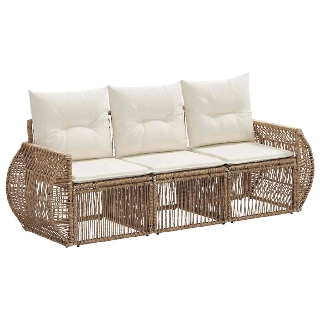 Set Divano da Giardino 3 pz Beige e Bianco Crema polyrattan 3435336