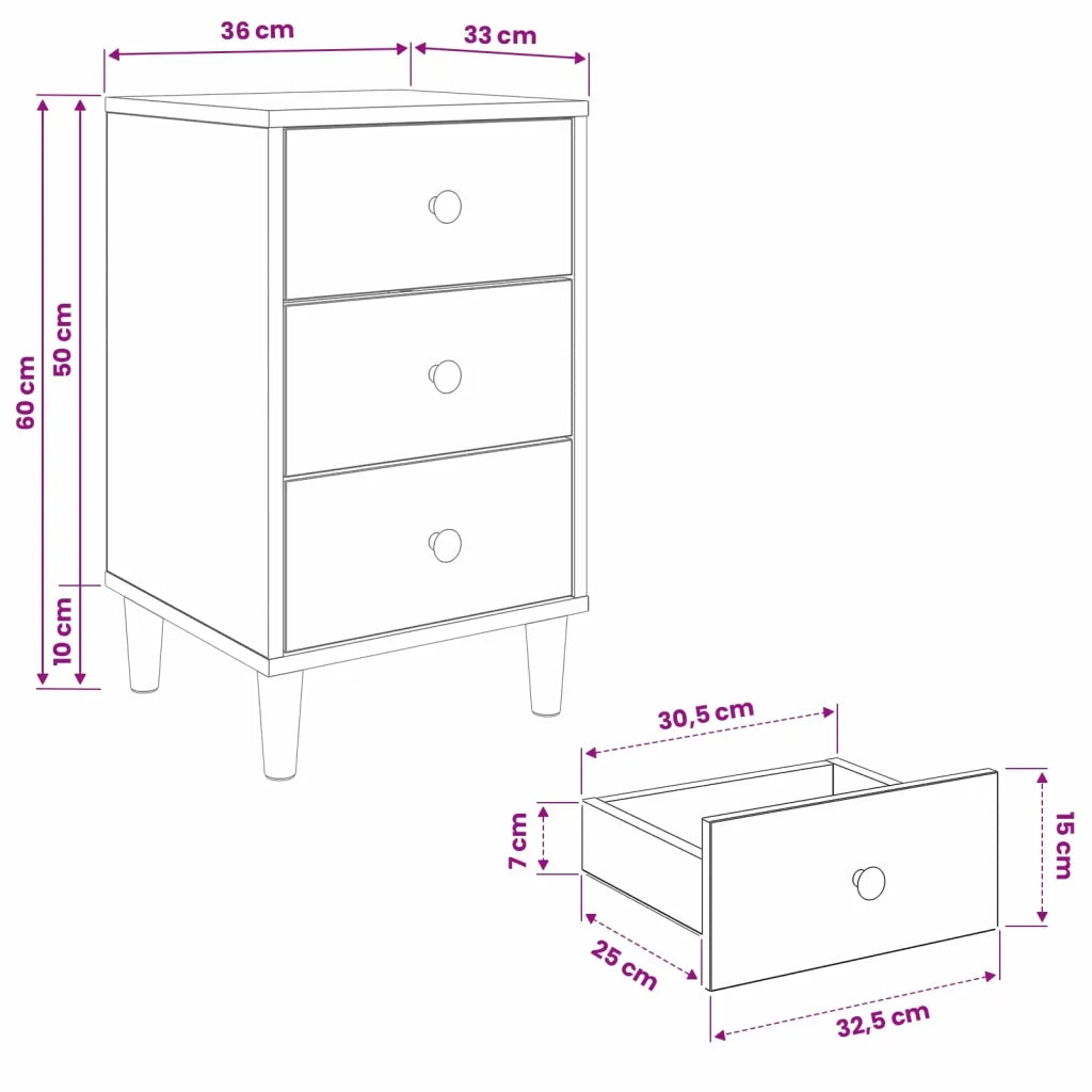 Armadio da Notte OMMEN 2 pz Rovere Sonoma 36 x 33 x 60 cm 8007290