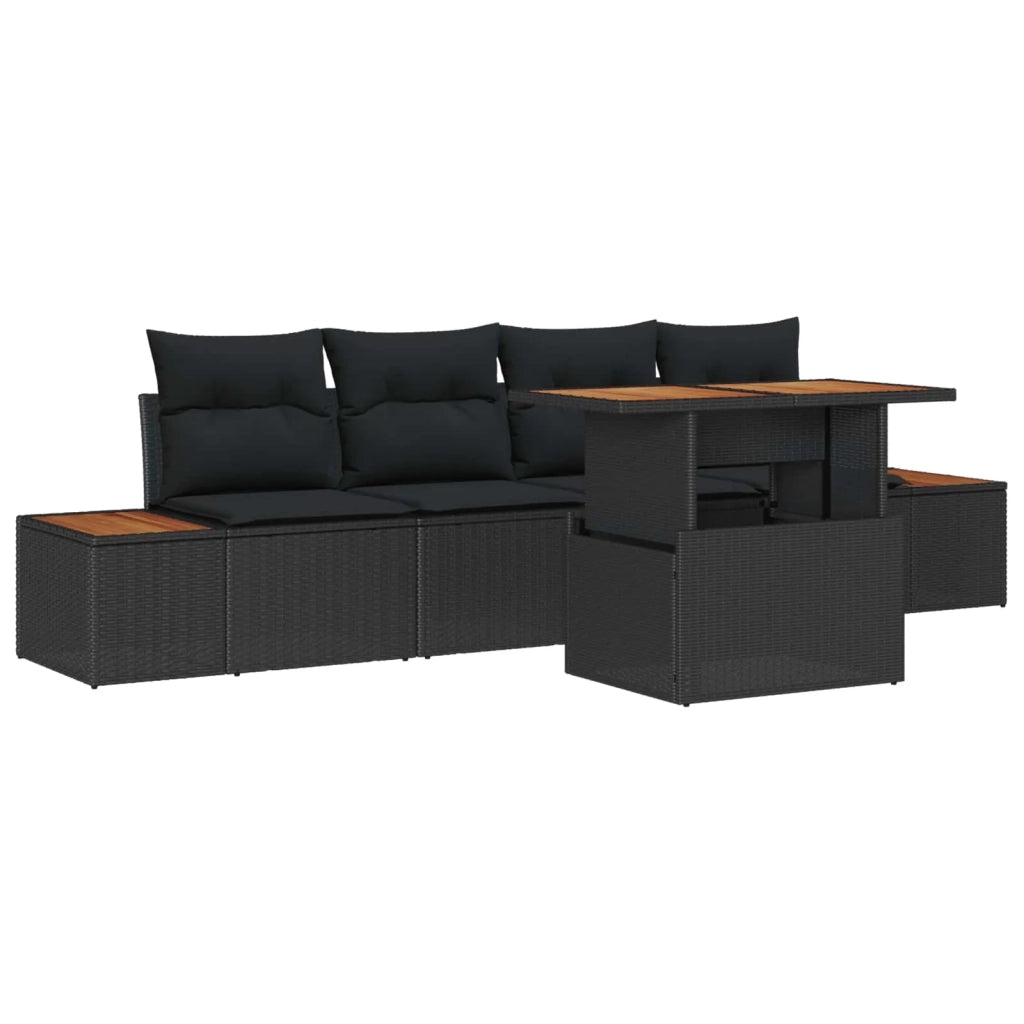 Set da Pranzo per Giardino con cuscino 5 pcs Nero e Marrone 3350020
