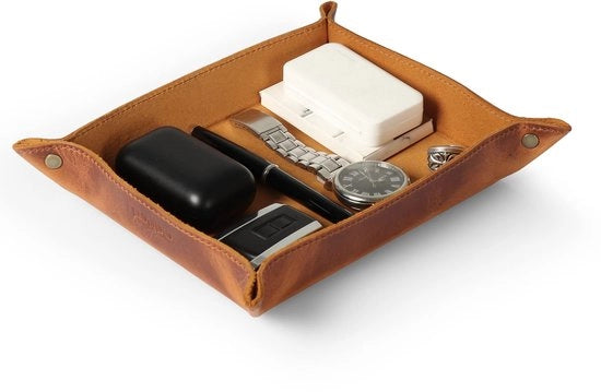Organizzatore di Portafoglio in Pelle Reale - Borsa di Pelle con Compartimenti - Portafoglio e Accessori - per Portafogli, Orecchini, Chiavi, Monete, Telefoni Cellulari e Materiali da Ufficio