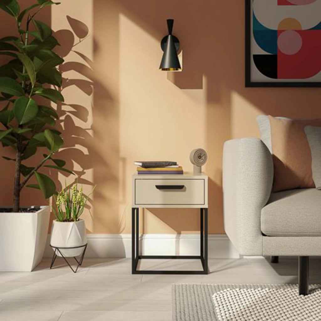 Lelimapa, Comodino un Cassetto, 40x39x52h cm Beige Cashmere
