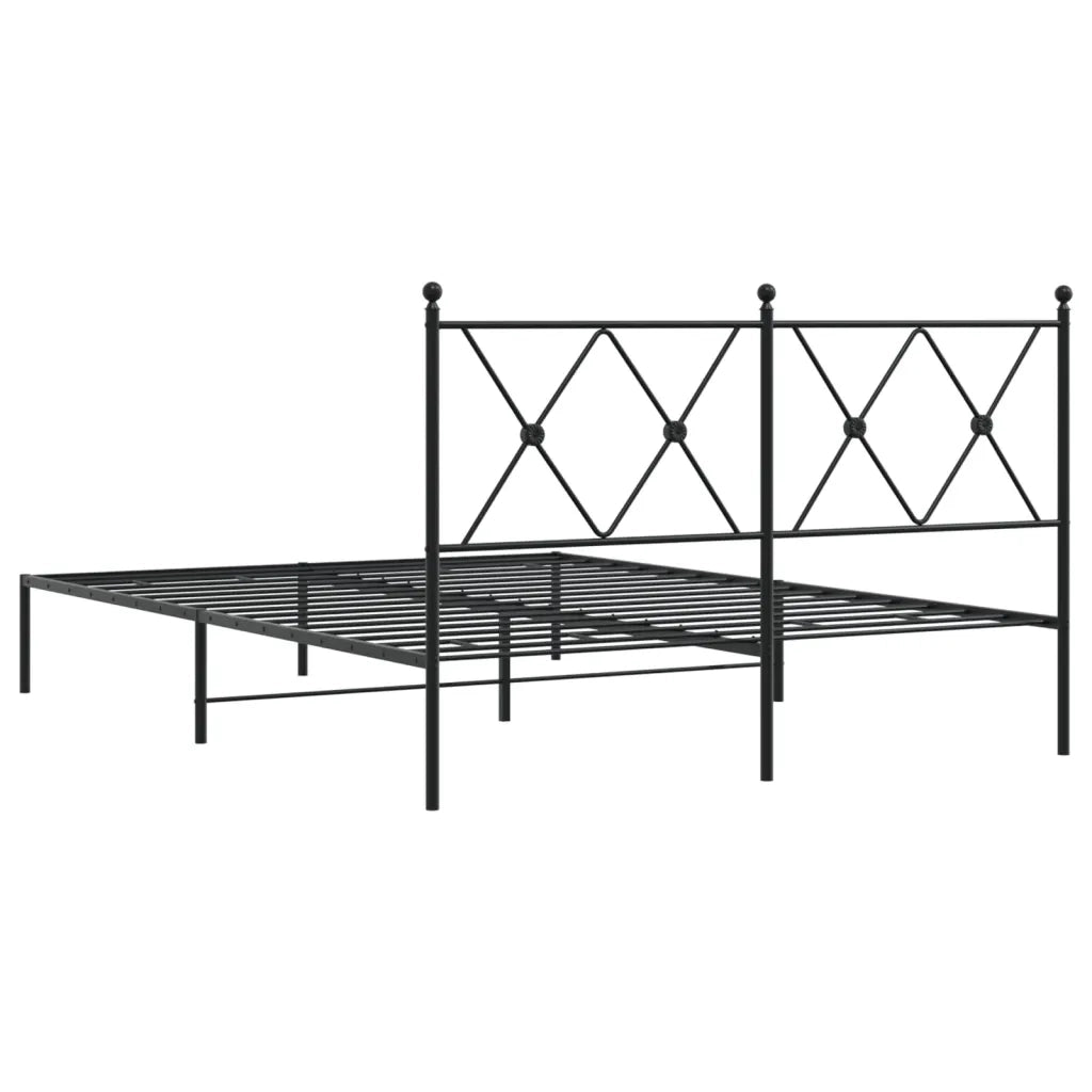 Giroletto con Testiera-Struttura Letto con testiera in Metallo Nero 140x190 cm 904358
