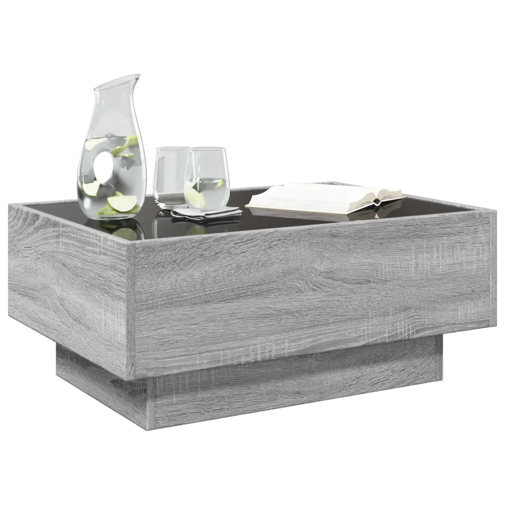 Tavolino Salotto con LED-Tavolino da soggiorno-Tavolo Grigio Sonoma 70x50x30 cm Multistrato