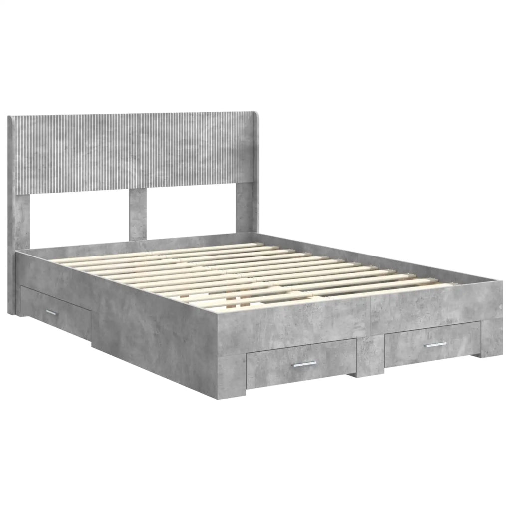 Struttura del letto con stoccaggio e testata Grigio Cemento 3414470