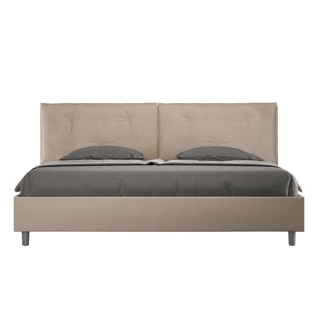 BS COM Letto matrimoniale king size con rete imbottito 200x210 similpelle tortora
