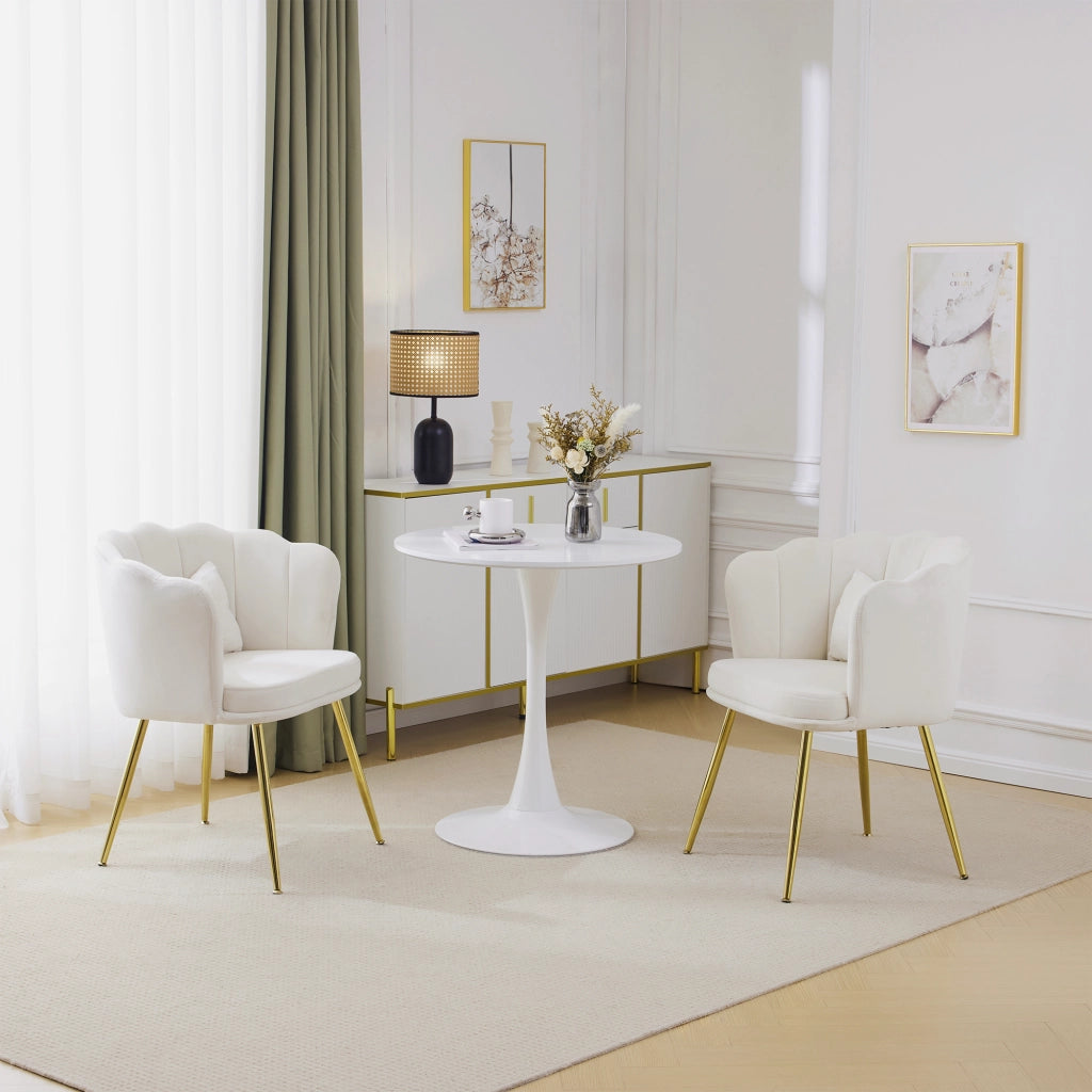 Set di 2 poltroncine moderne in velluto - Zephmum- Schienali a petalo, gambe dorate, cuscini farfalla