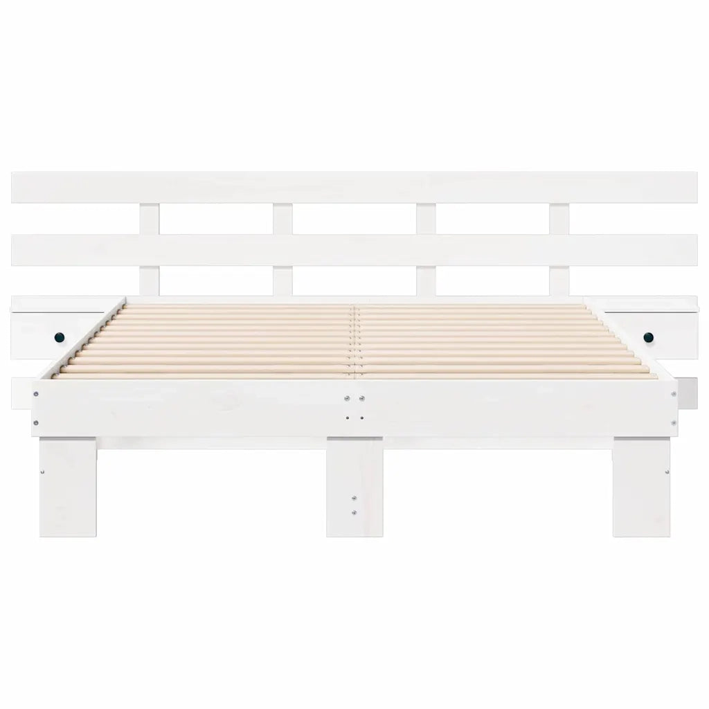 Struttura del letto-Giroletto-Rete del Letto Bianco 135 x 190 cm Pino massello 503250