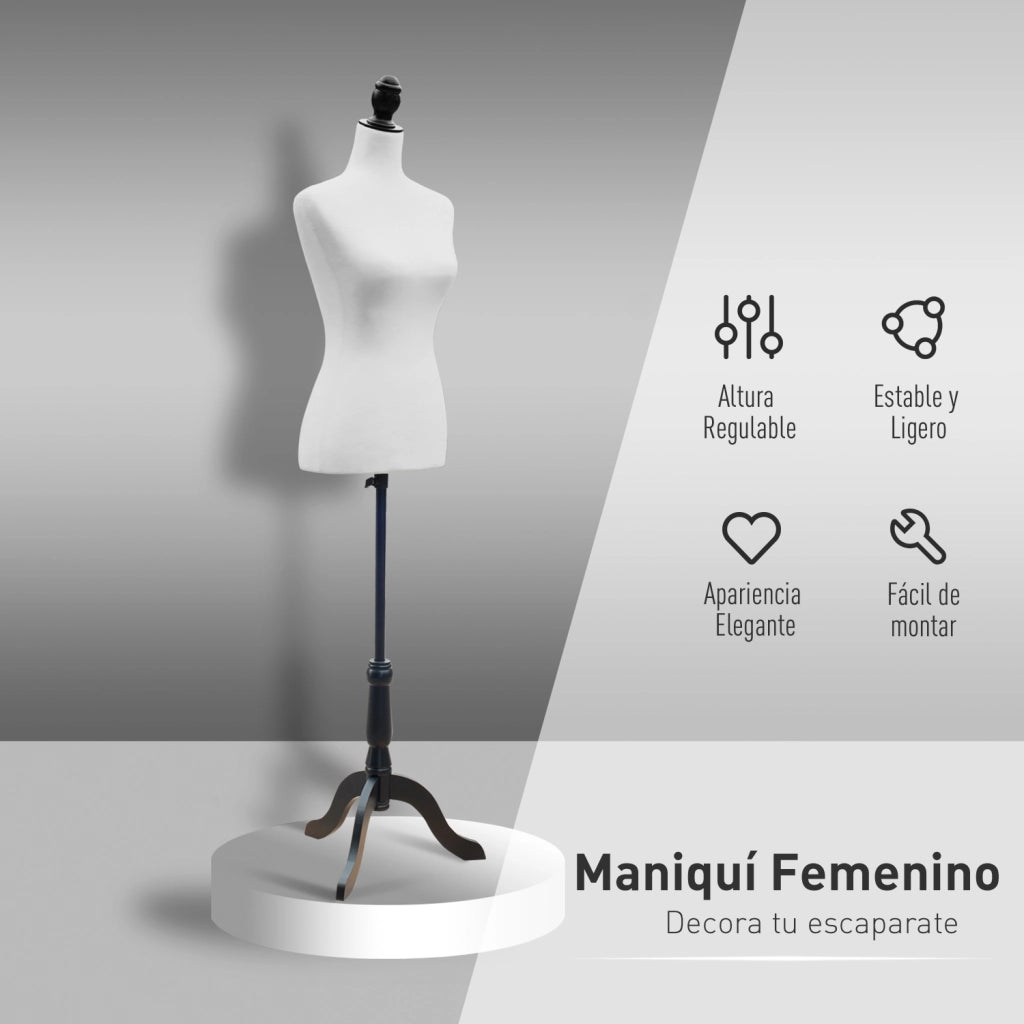Manichino Regolabile Donna con Cavalletto ¨C zephmum ¨C Bianco 130-168 cm