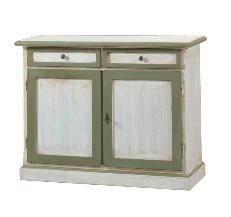 Madia credenza in legno bicolore cerato bianco/verde l.105 p.42 h.85 - Mobili 2G