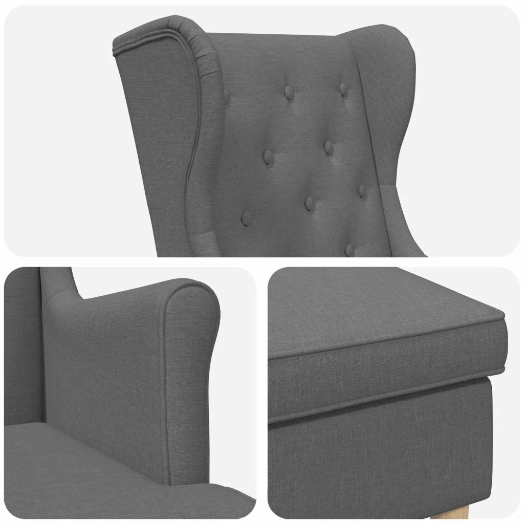 Poltrona con Ottomano 2 pz Grigio Scuro Tessuto 3418807