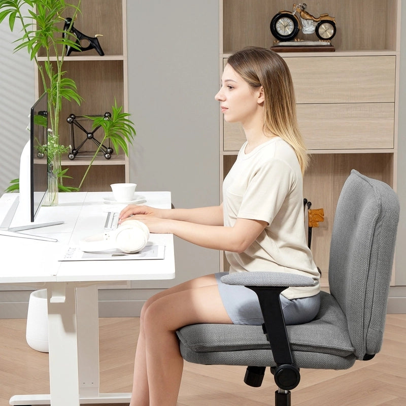 Sedia da ufficio girevole con braccioli ribaltabili, altezza regolabile e funzione basculante, in Poliestere Grigio 76 × 70 × 85-97 cm