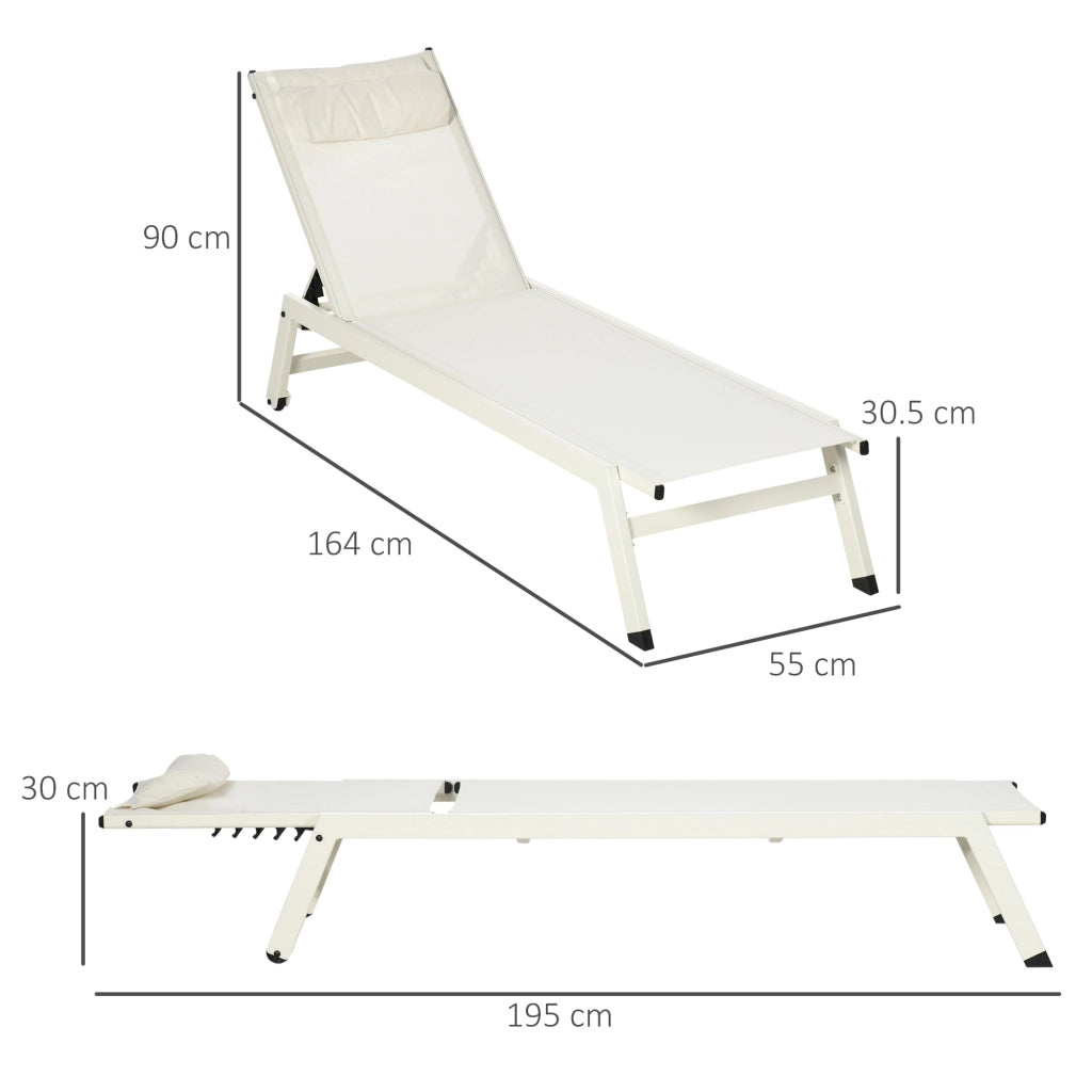 Lettino Prendisole Reclinabile 2 Posti ¨C Minimal ¨C Alluminio Poliestere Beige 55x195x30 cm
