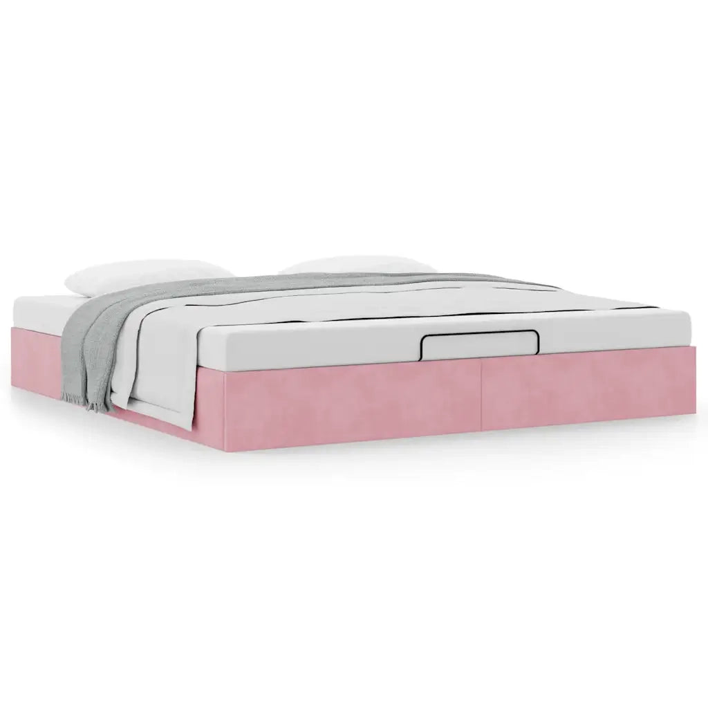 Struttura Letto Pouf senza Materasso Rosa 200x200 cm in Velluto 3310990