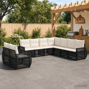Set Divano da Giardino 9 pz Nero e Bianco Crema polyrattan 3435457