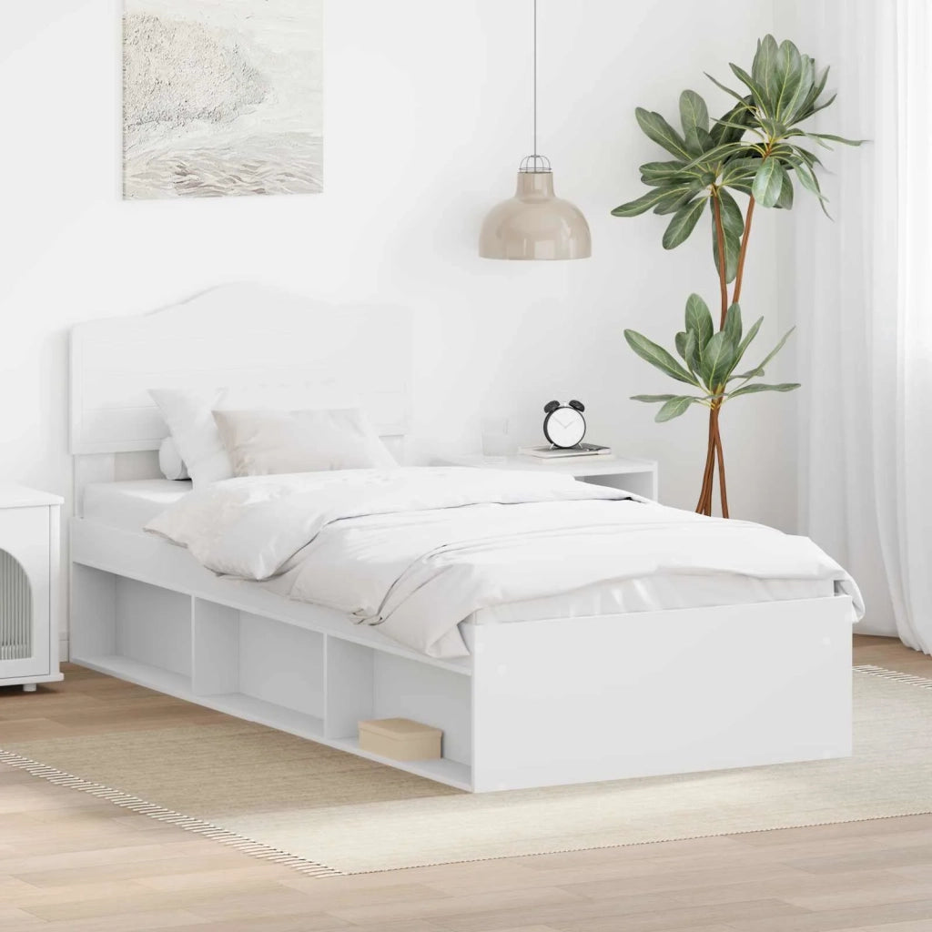Letto singolo | Letto per adulti | Struttura del letto Bianco 100 x 200 cm Pino massello