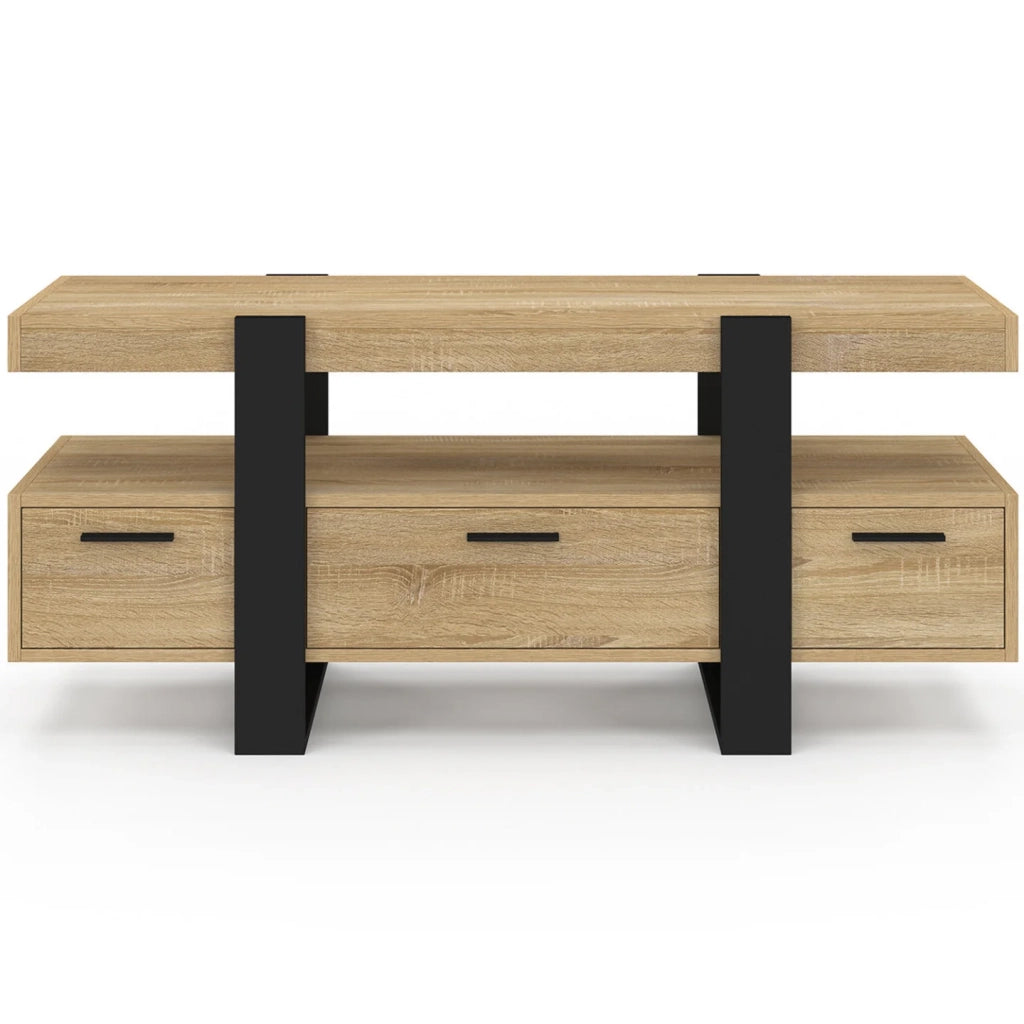 IDMarket - Porta TV PHOENIX legno nero con cassetti