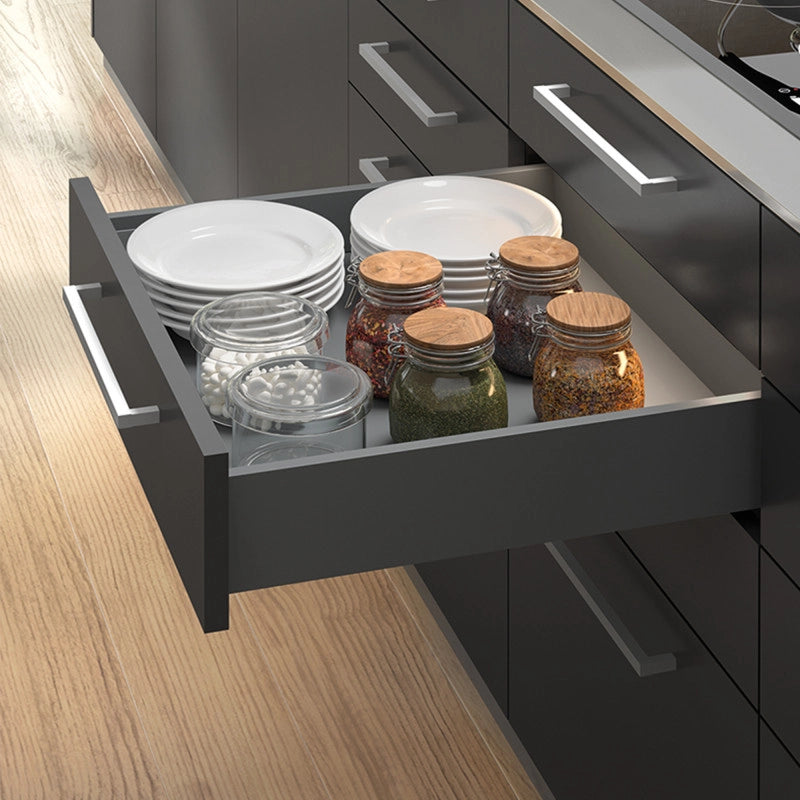 Cassetto esterno Vertex con regolazione 3D altezza 93mm, 40kg, profondità 450mm, Acciaio, Verniciato bianco
