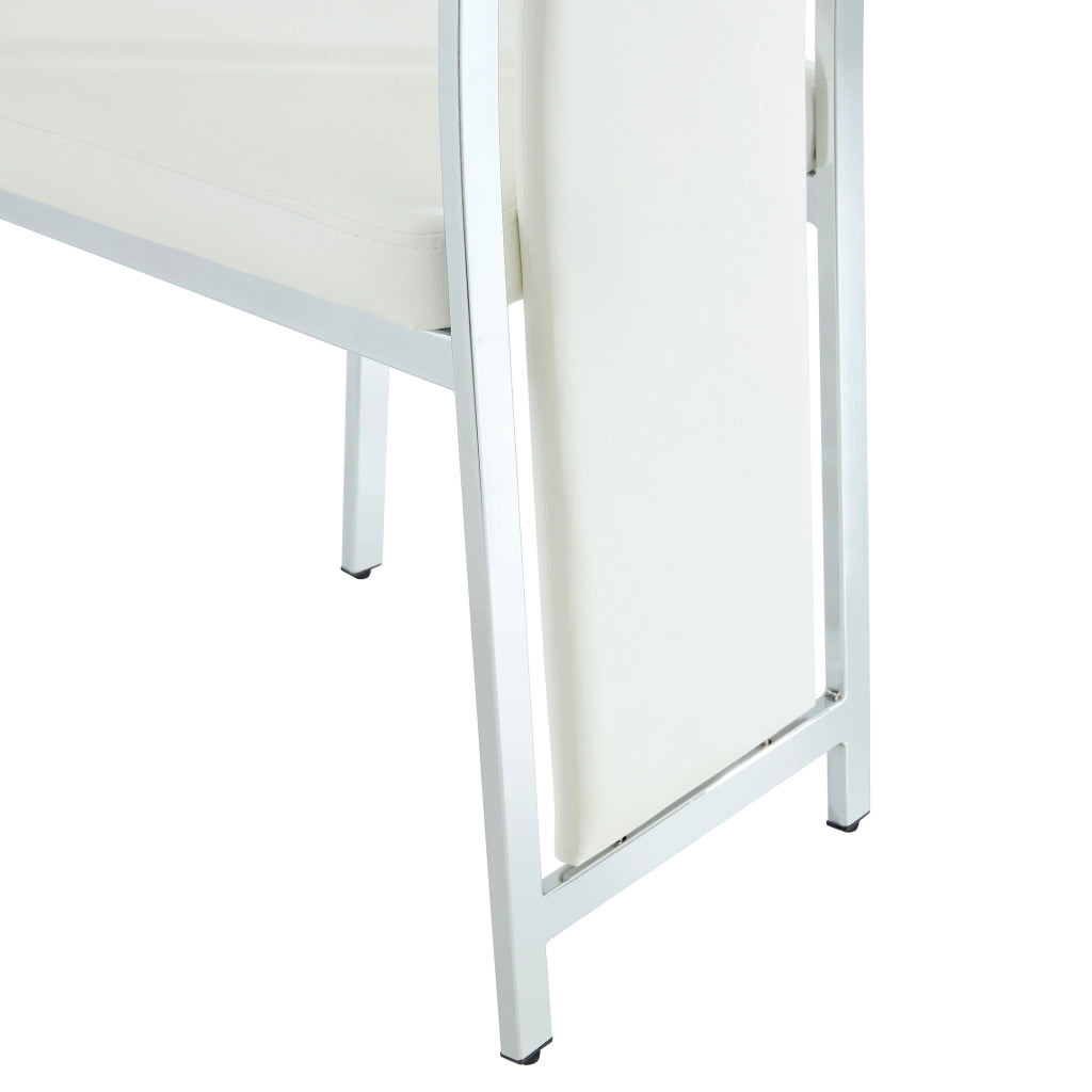 Sedia da pranzo; set da 4. schienale curvo; struttura in metallo; pelle pu; bianco argento 109 cm