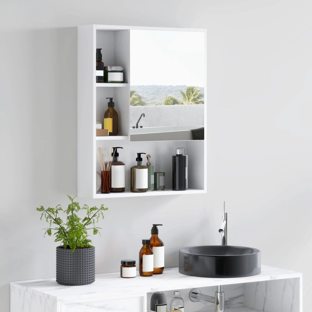 Mobile bagno sospeso con specchio ¨C Xylo ¨C bianco 60x15x76 cm 5 scomparti