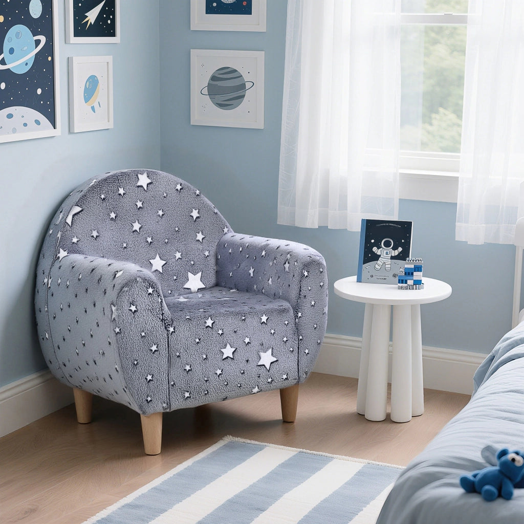 Divano per bambini in velluto ¨C zephmum ¨C 55x40x55 cm grigio