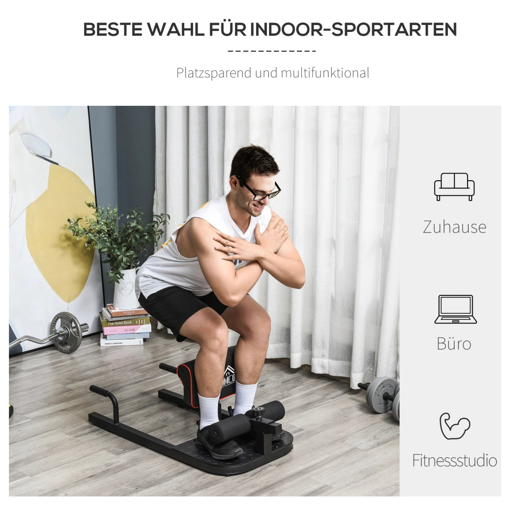 Sissy Squat Squat Trainer 3 in 1, regolabile fino a 120 kg, acciaio nero, attrezzo per allenare gambe e addominali per allenamenti efficaci.