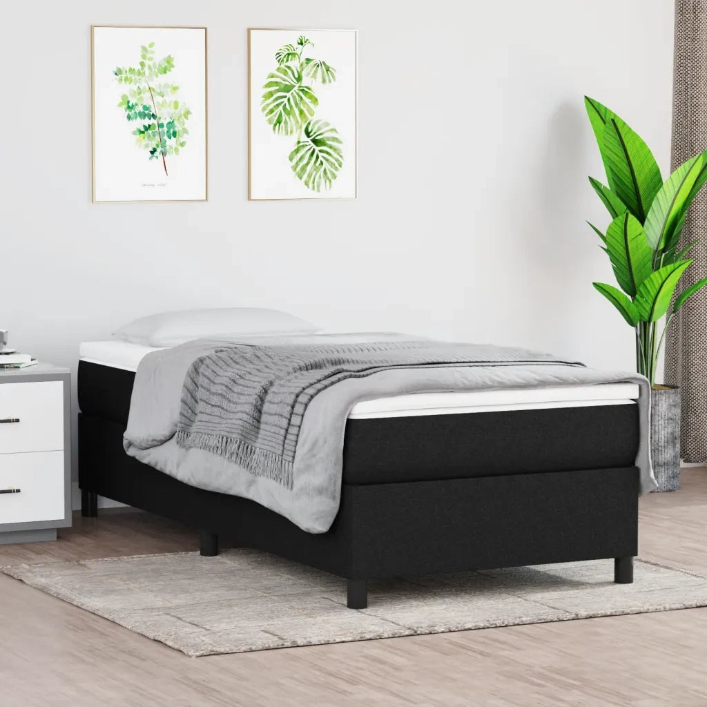 Giroletto a Molle con Materasso-Struttura Letto Nero 100x200 cm in Tessuto 737880