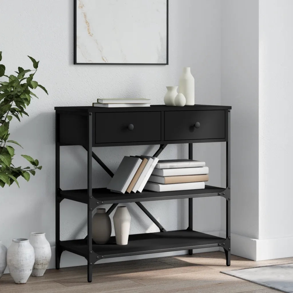 Tavolino Consolle-Tavolino da soggiorno-Tavolo Nero 75x34,5x75 cm in Legno Multistrato 680146