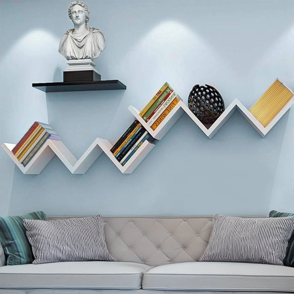 MAURY'S MENSOLA ZIG ZAG DIMENSIONI 59X12X12 CM IN COLORE BIANCO