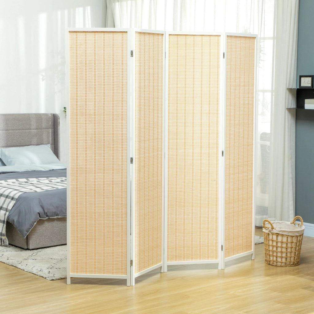 Paravento Separatore Ambienti ¨C Xylo ¨C 4 Pannelli Legno Naturale 180x180 cm
