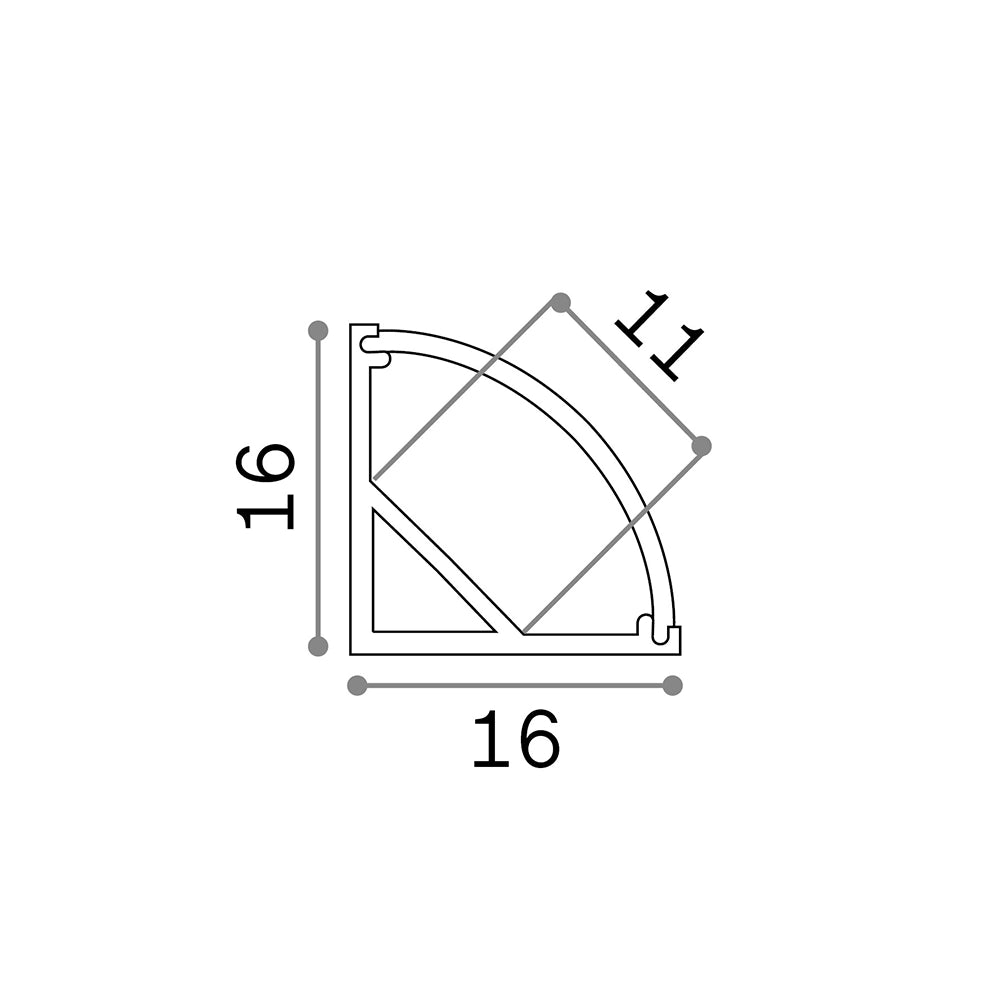 Profilo Ang Tondo Slot Alluminio-Materie Plastiche Bianco 300Cm D16X16