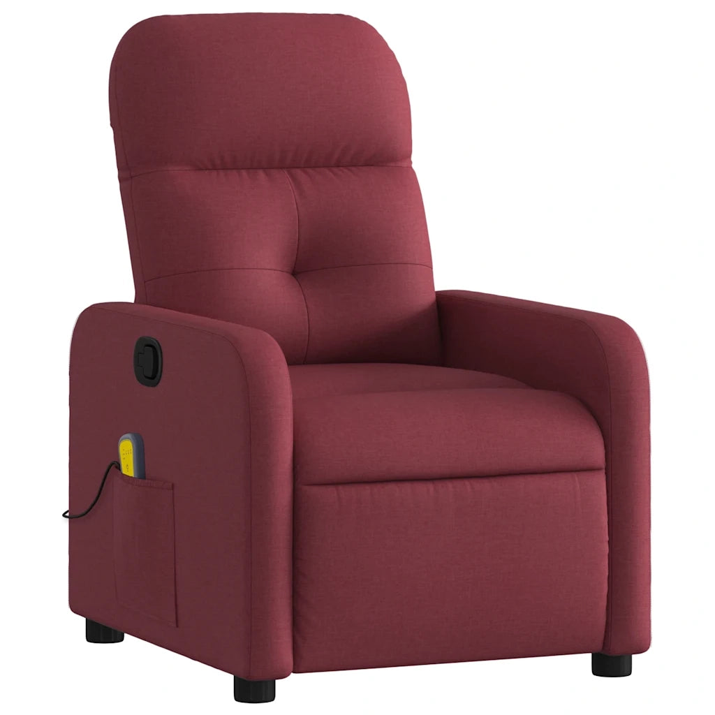 Poltrona Massaggiante Reclinabile Rosso Vino in Tessuto 374209