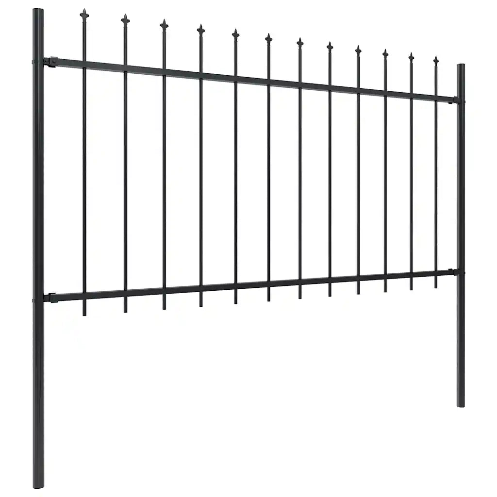 Recinzione da Giardino | Recinzione da cortile con Punta a Lancia in Acciaio 714,5x100 cm Nero