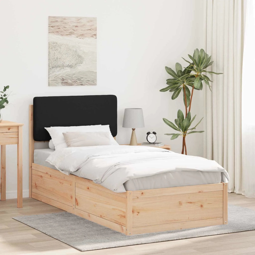 Letto con Testiera Rivestita Nero 90 x 200 cm Pino massello 877656