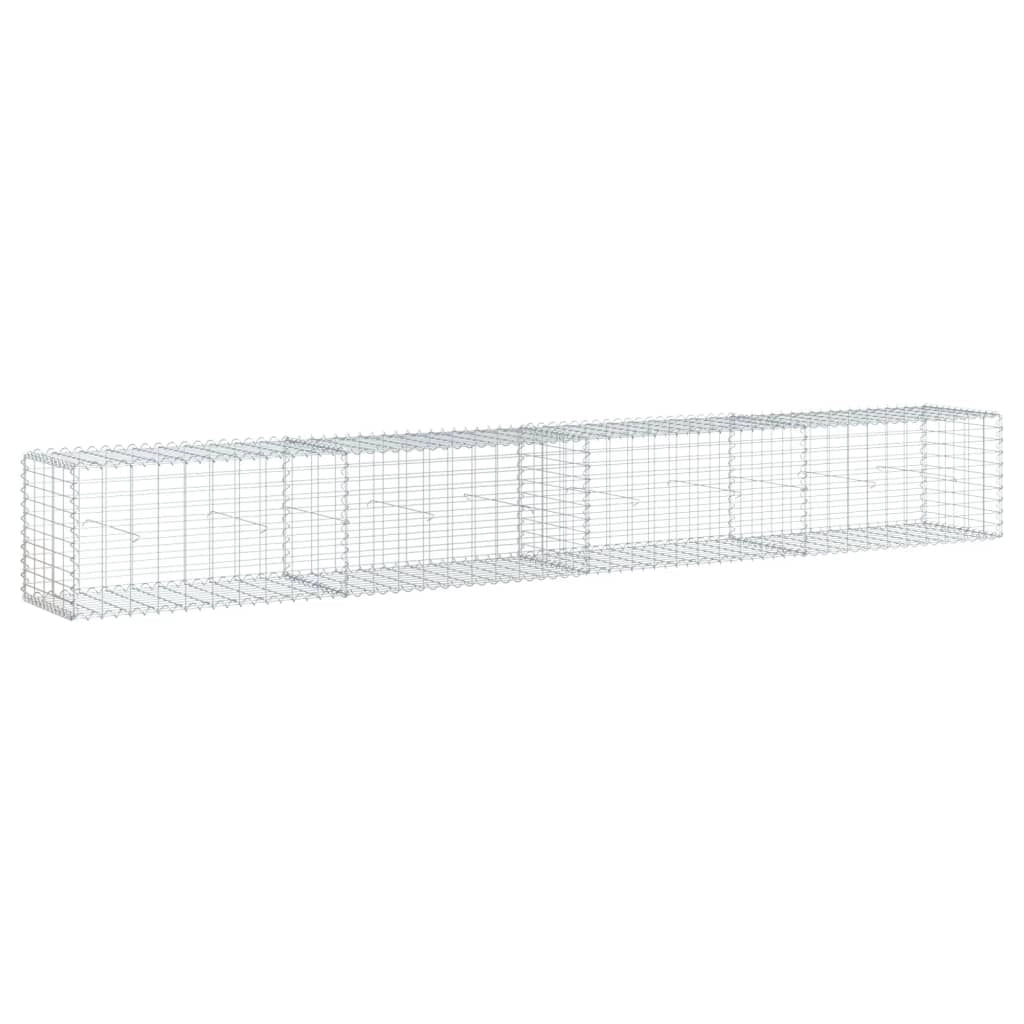 Gabbione recinto a gabbia muro di contenimento con coperchio 400 x 50 x 50 cm ferro zincato argento 02_0040166
