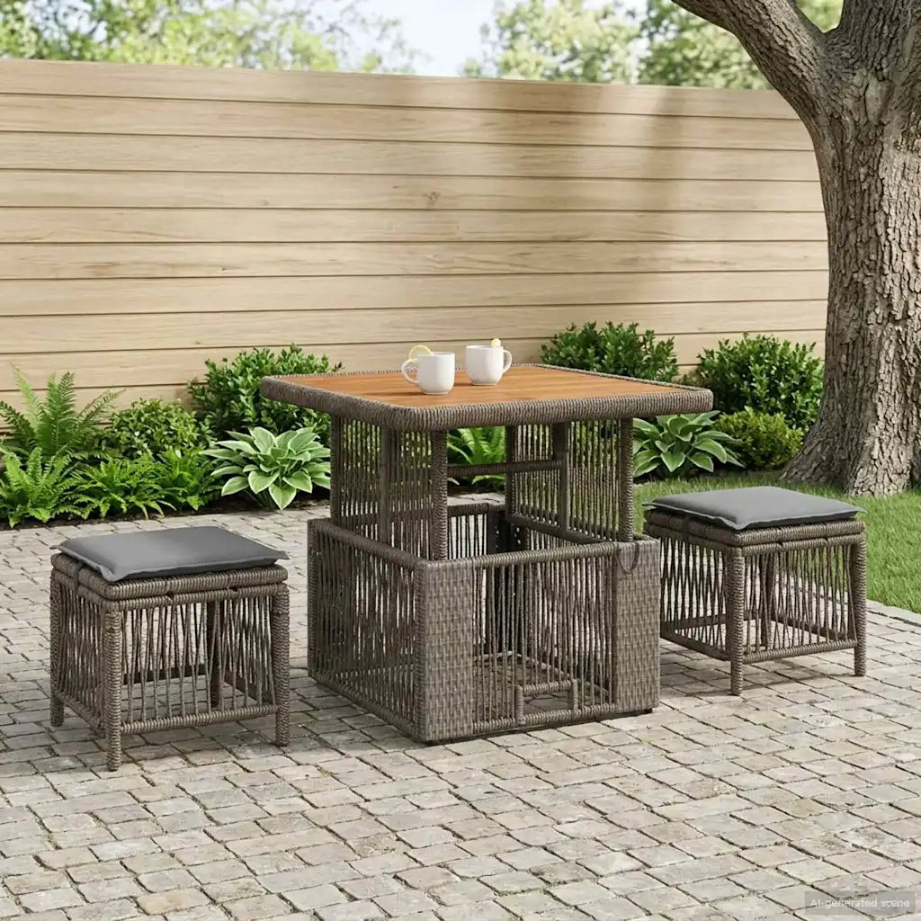 Set da Pranzo per Giardino 3 pz | Set Salotto da Giardino Grigio e Grigio Scuro