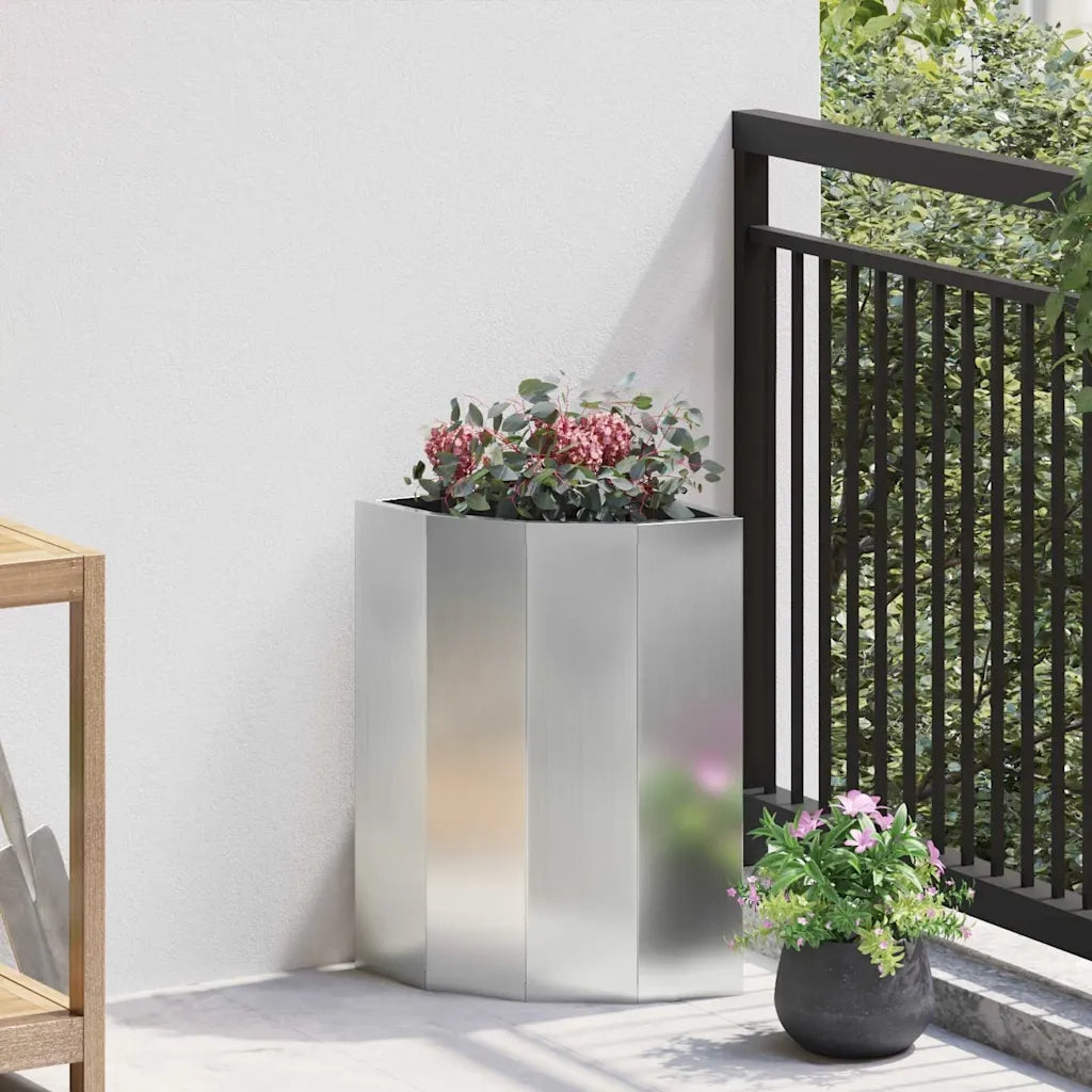 Fioriere | Cassetta per fiori | Vaso d'angolo Argento 30 x 30 x 50 cm Acciaio zincato