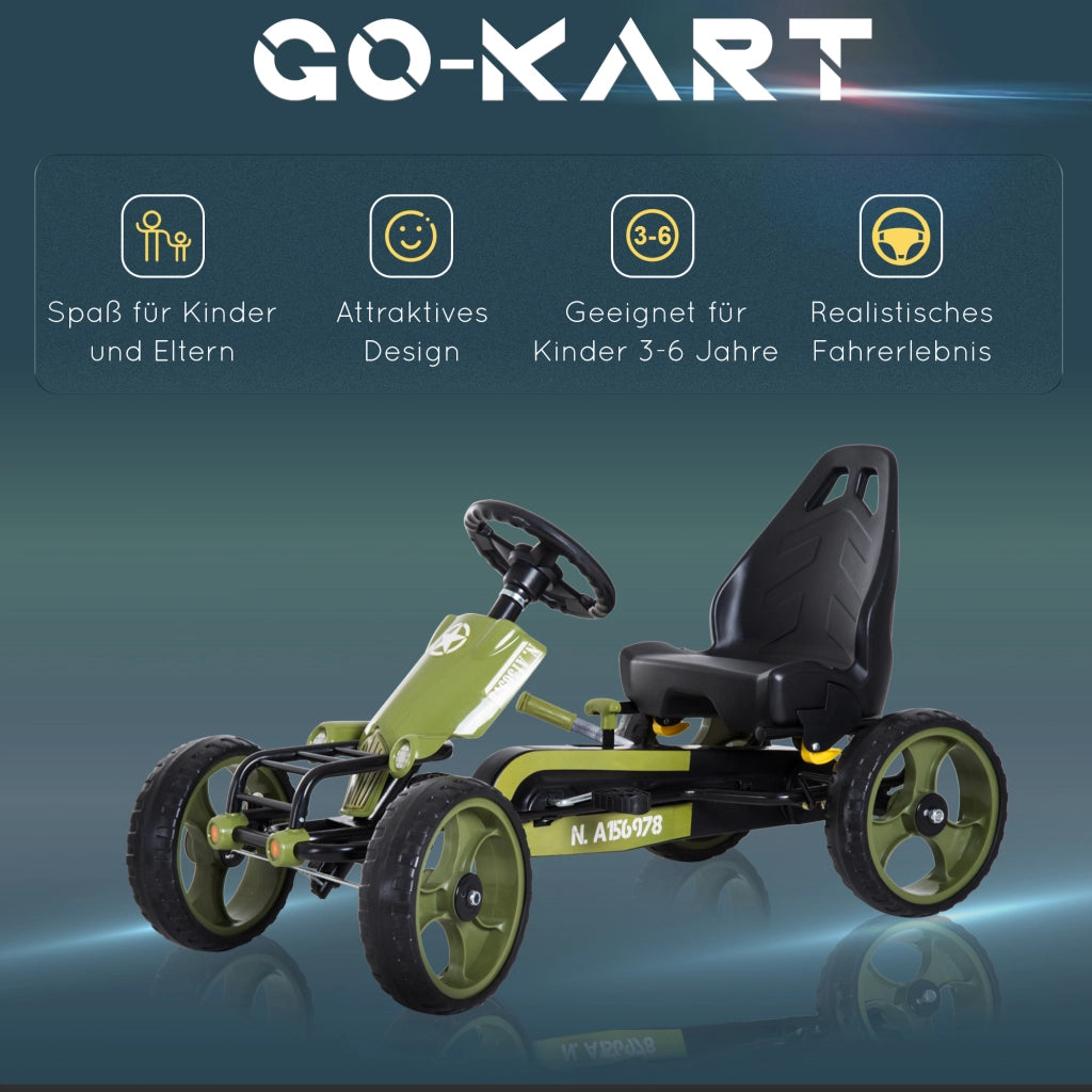 Go-Kart a Pedali con Freno a Mano ¨C Xylo ¨C Sedile Regolabile Verde 105x54x61cm