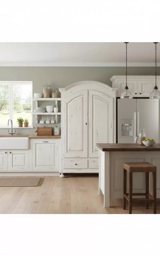 Armadio 2 porte shabby legno bianco consumato 125x61x200 - Mobili 2G